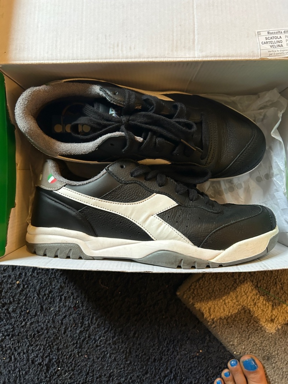 Diadora Black and White Men's Athletic Sneakers